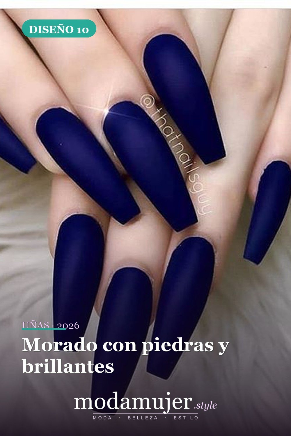 Morado con piedras y brillantes — Más de 60 encantadores y hermosos diseños de uñas morados