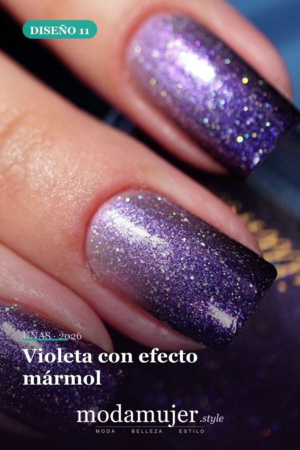 Violeta con efecto mármol — Más de 60 encantadores y hermosos diseños de uñas morados