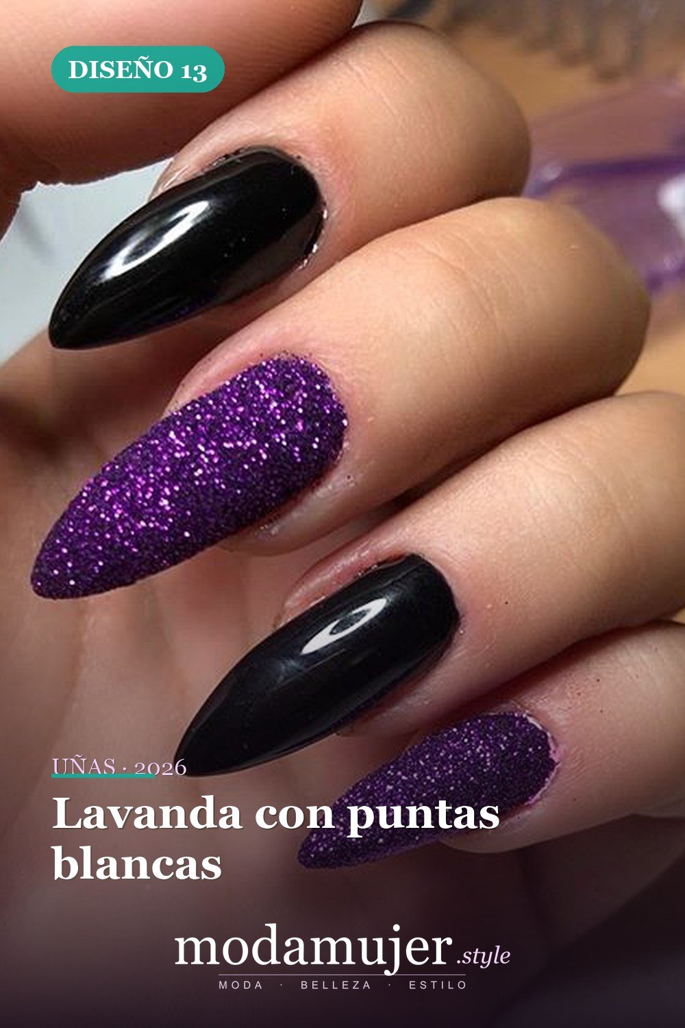 Lavanda con puntas blancas — Más de 60 encantadores y hermosos diseños de uñas morados