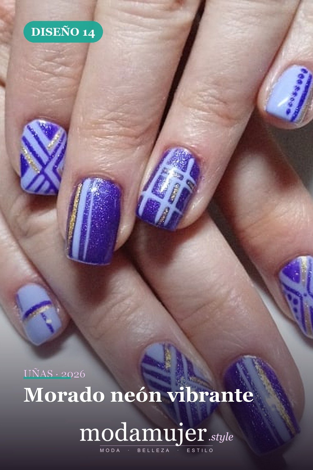 Morado neón vibrante — Más de 60 encantadores y hermosos diseños de uñas morados
