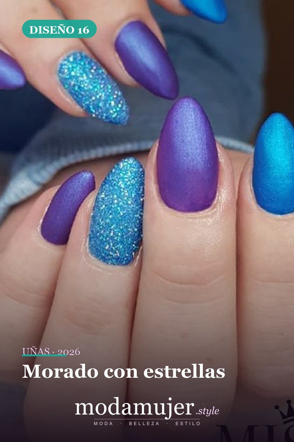 Morado con estrellas — Más de 60 encantadores y hermosos diseños de uñas morados