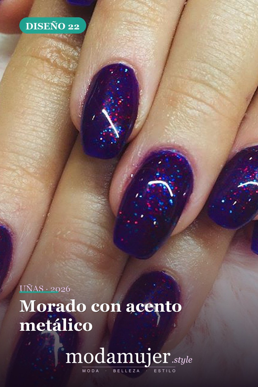 Morado con acento metálico — Más de 60 encantadores y hermosos diseños de uñas morados
