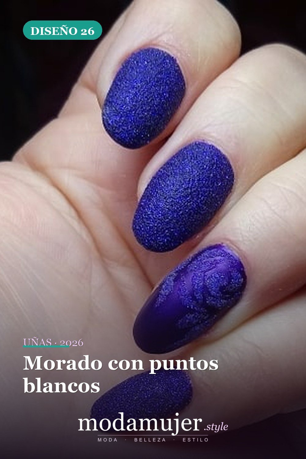Morado con puntos blancos — Más de 60 encantadores y hermosos diseños de uñas morados
