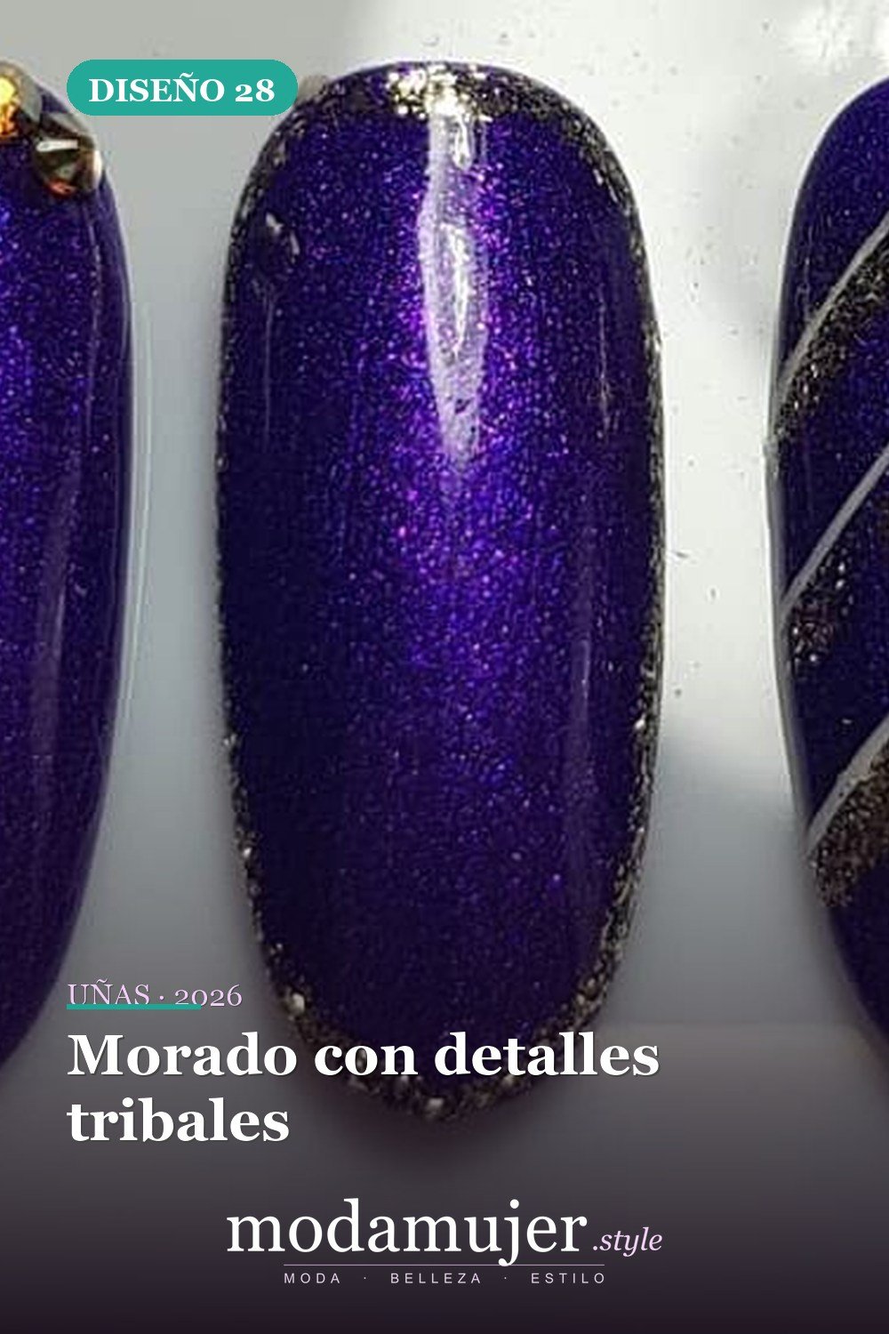 Morado con detalles tribales — Más de 60 encantadores y hermosos diseños de uñas morados