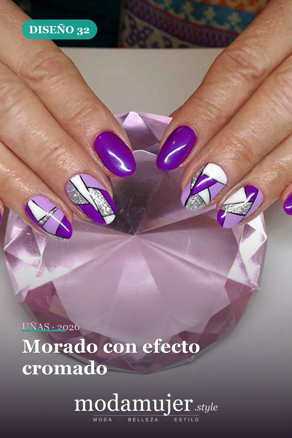 Morado con efecto cromado — Más de 60 encantadores y hermosos diseños de uñas morados