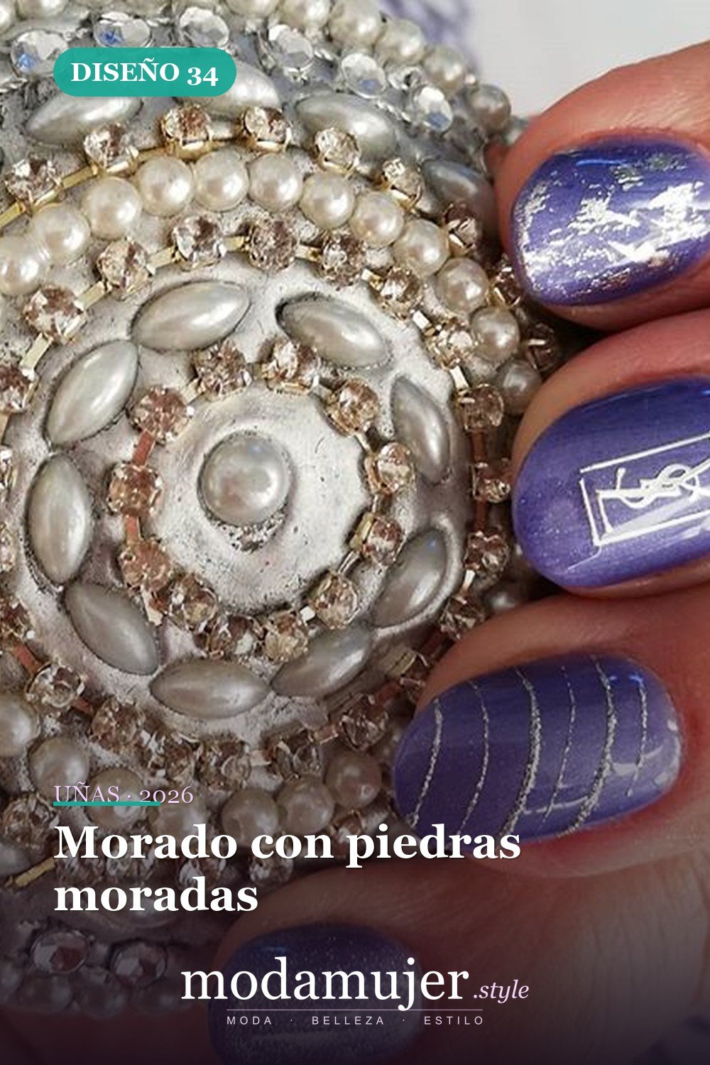 Morado con piedras moradas — Más de 60 encantadores y hermosos diseños de uñas morados