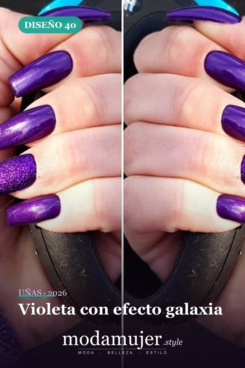 Violeta con efecto galaxia — Más de 60 encantadores y hermosos diseños de uñas morados