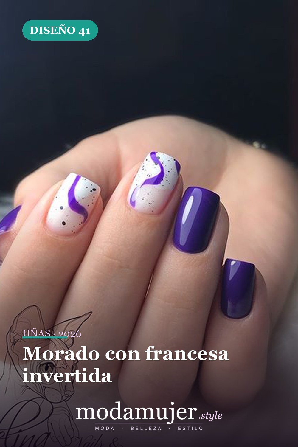 Morado con francesa invertida — Más de 60 encantadores y hermosos diseños de uñas morados