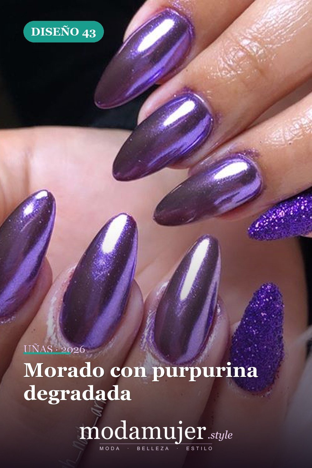 Morado con purpurina degradada — Más de 60 encantadores y hermosos diseños de uñas morados