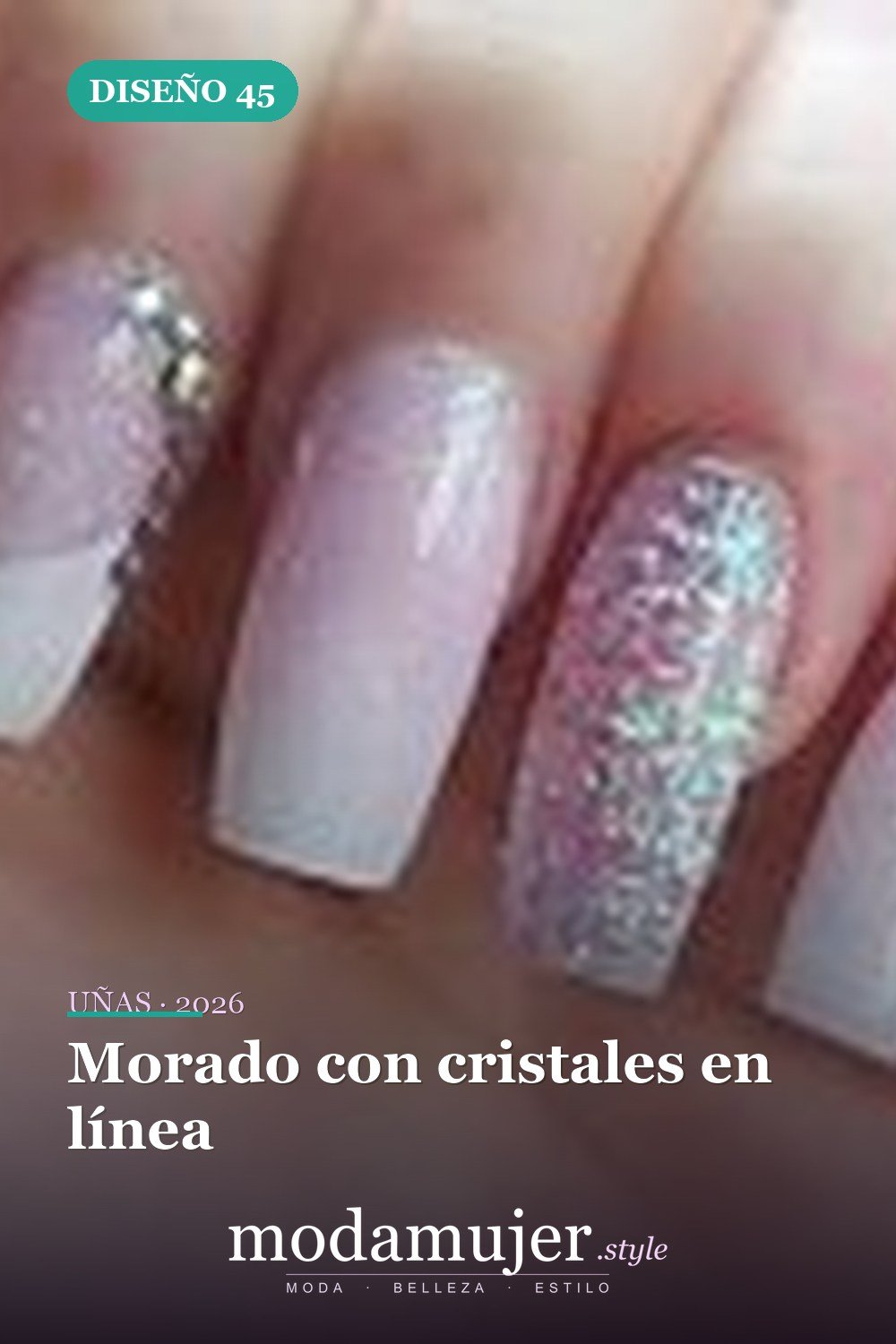 Morado con cristales en línea — Más de 60 encantadores y hermosos diseños de uñas morados