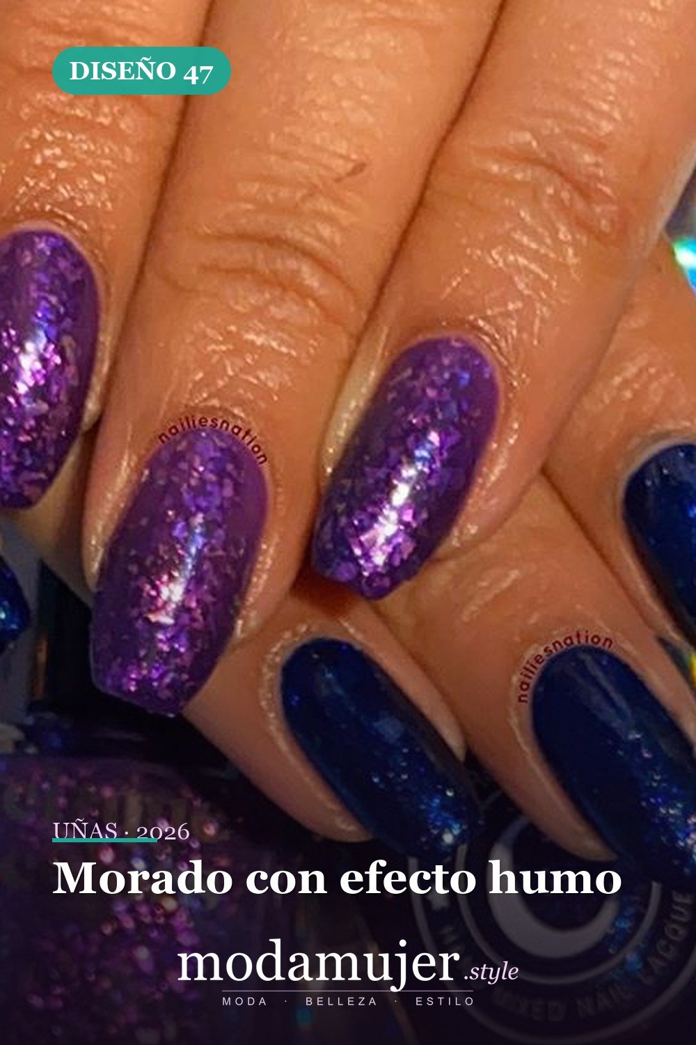 Morado con efecto humo — Más de 60 encantadores y hermosos diseños de uñas morados