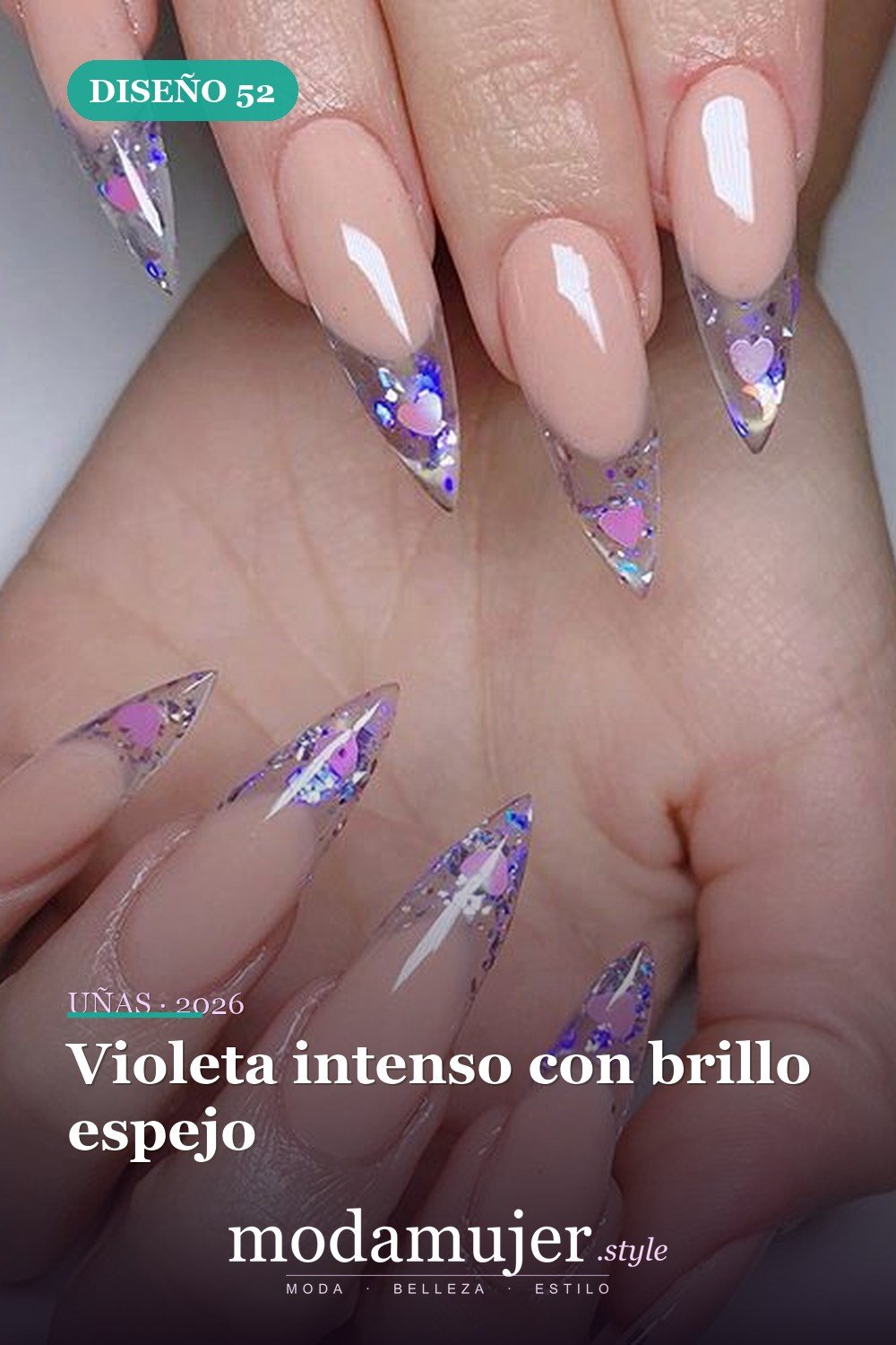 Violeta intenso con brillo espejo — Más de 60 encantadores y hermosos diseños de uñas morados