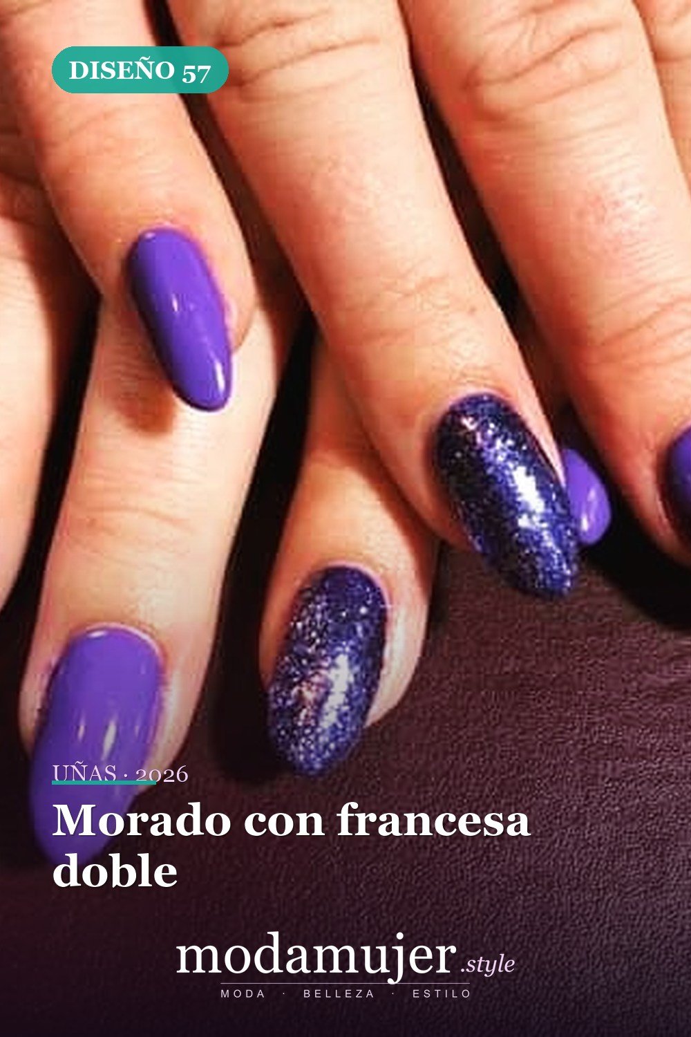 Morado con francesa doble — Más de 60 encantadores y hermosos diseños de uñas morados