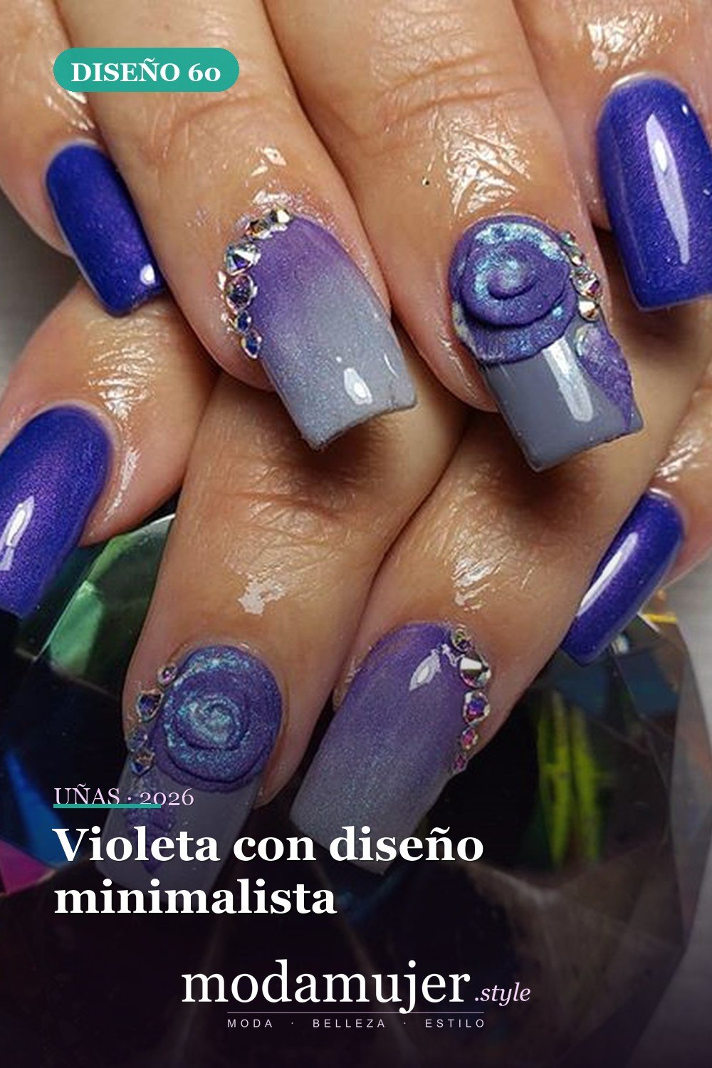 Violeta con diseño minimalista — Más de 60 encantadores y hermosos diseños de uñas morados