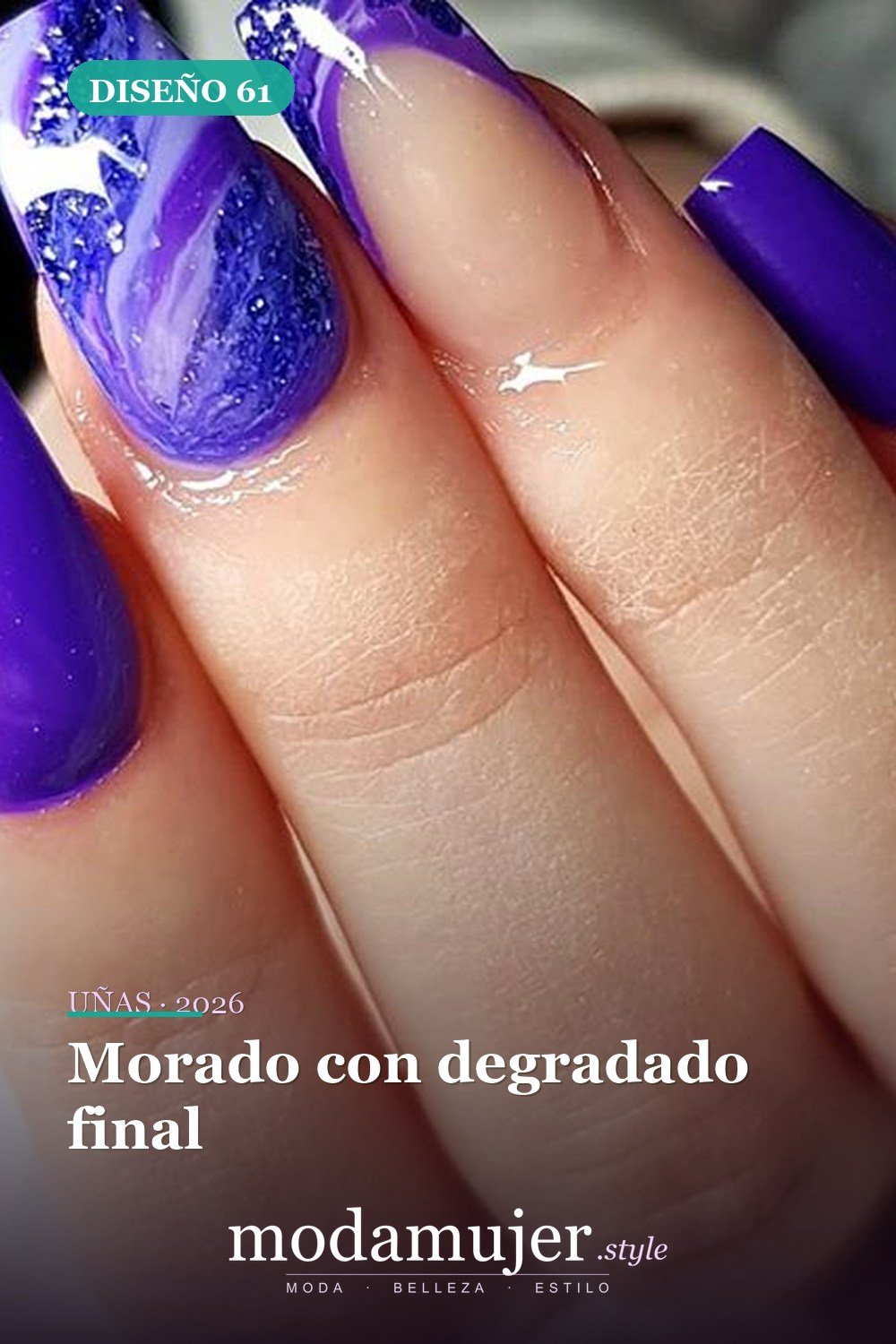 Morado con degradado final — Más de 60 encantadores y hermosos diseños de uñas morados