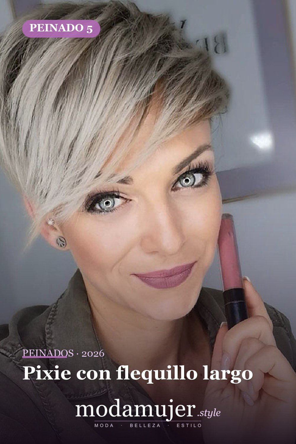 Pixie con flequillo largo — Más de 70 ideas de corte pixie para mujer en 2026
