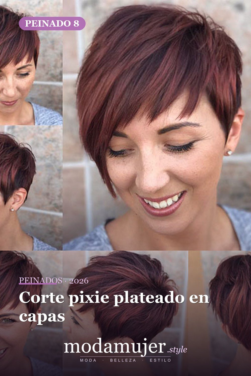 Corte pixie plateado en capas — Más de 70 ideas de corte pixie para mujer en 2026