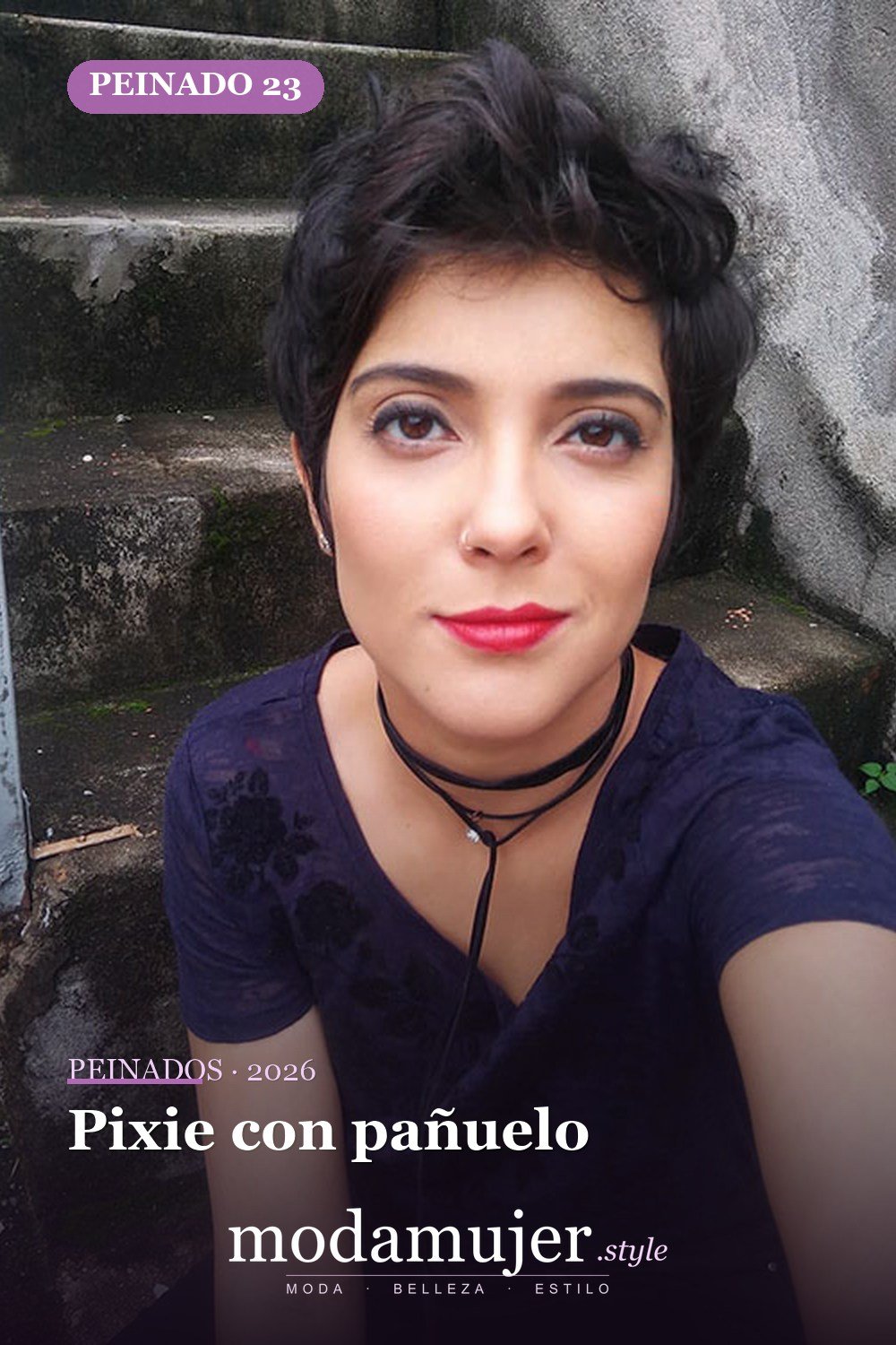 Pixie con pañuelo — Más de 70 ideas de corte pixie para mujer en 2026