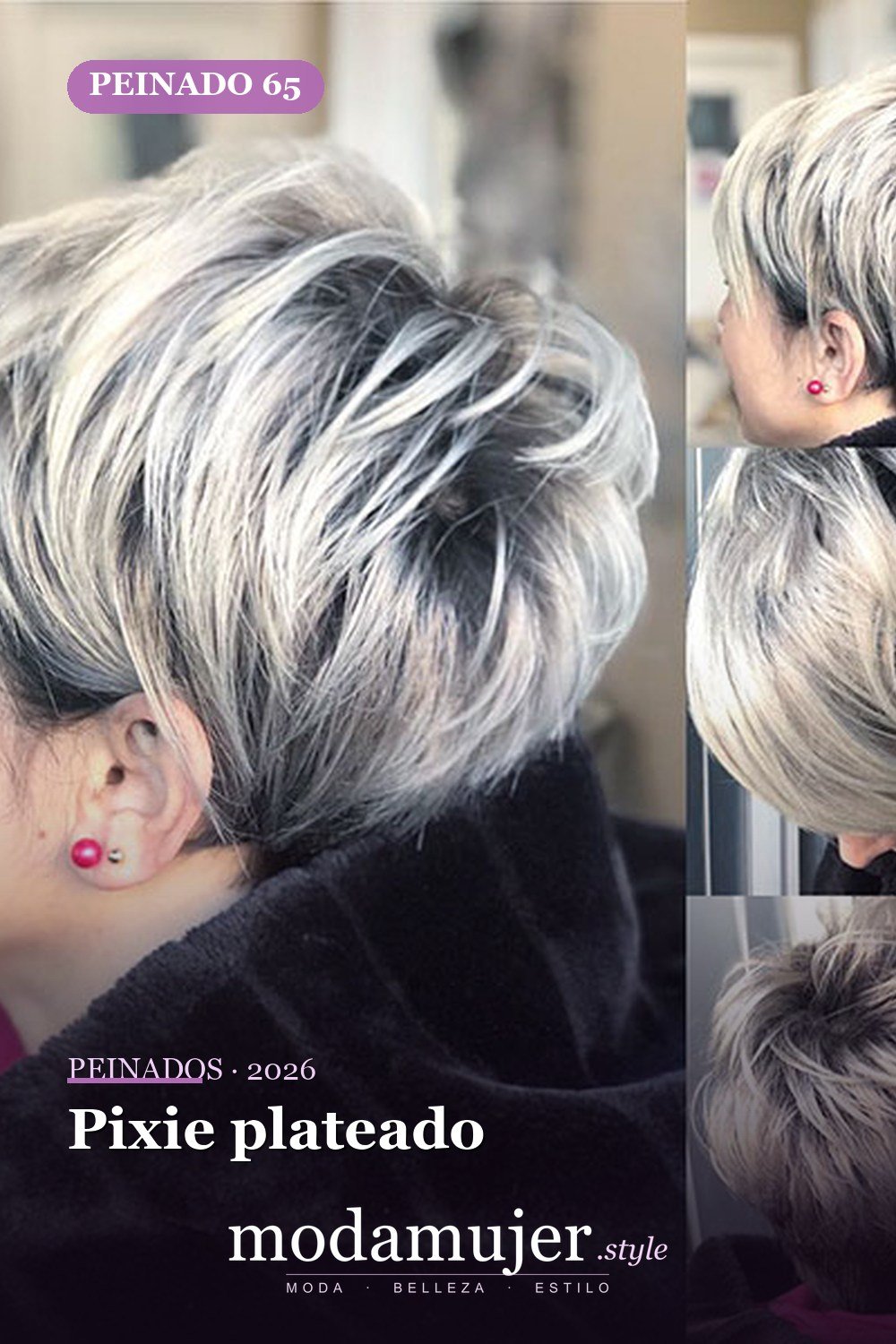 Pixie plateado — Más de 70 ideas de corte pixie para mujer en 2026