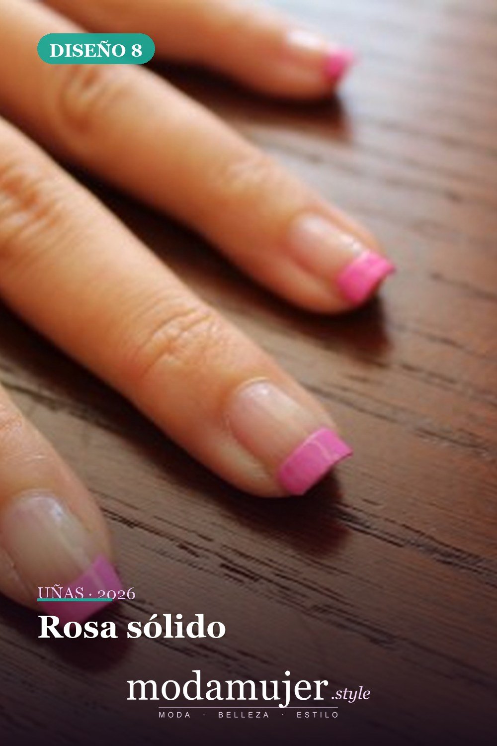 Rosa sólido — Más de 90 ideas glamorosas de uñas de punta francesa: ¡todo sobre el rosa!