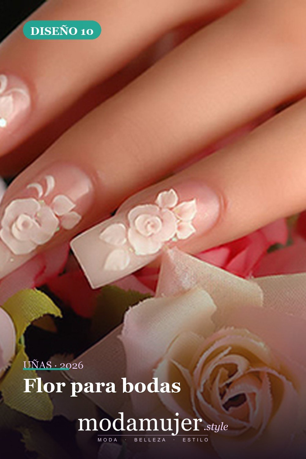 Flor para bodas — Más de 90 ideas glamorosas de uñas de punta francesa: ¡todo sobre el rosa!