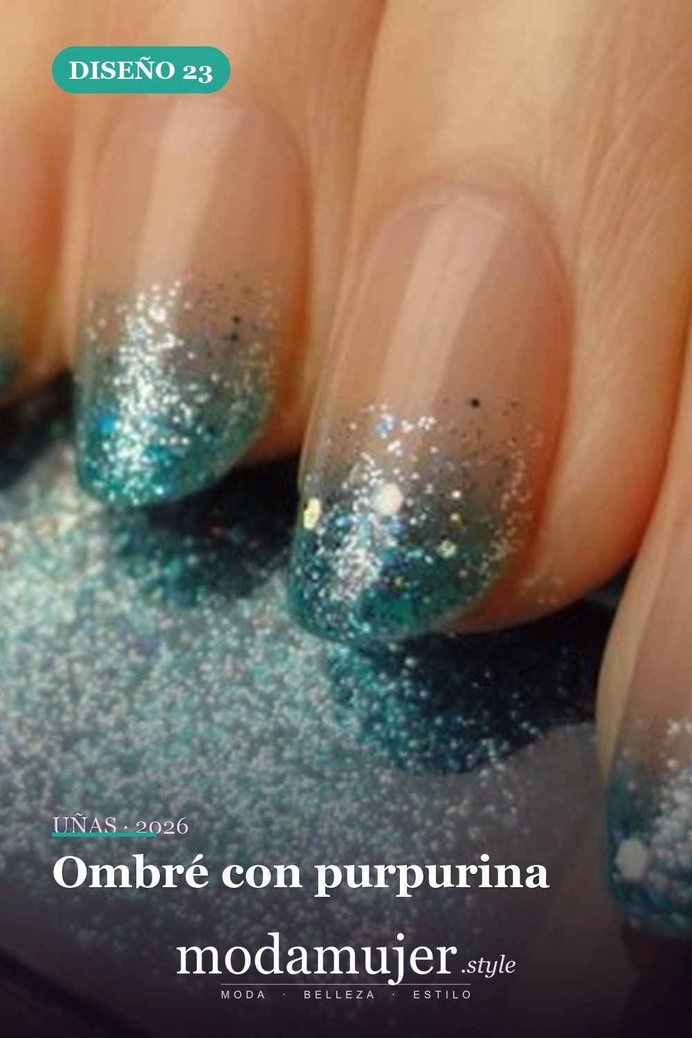 Ombré con purpurina — Más de 90 ideas glamorosas de uñas de punta francesa: ¡todo sobre el rosa!