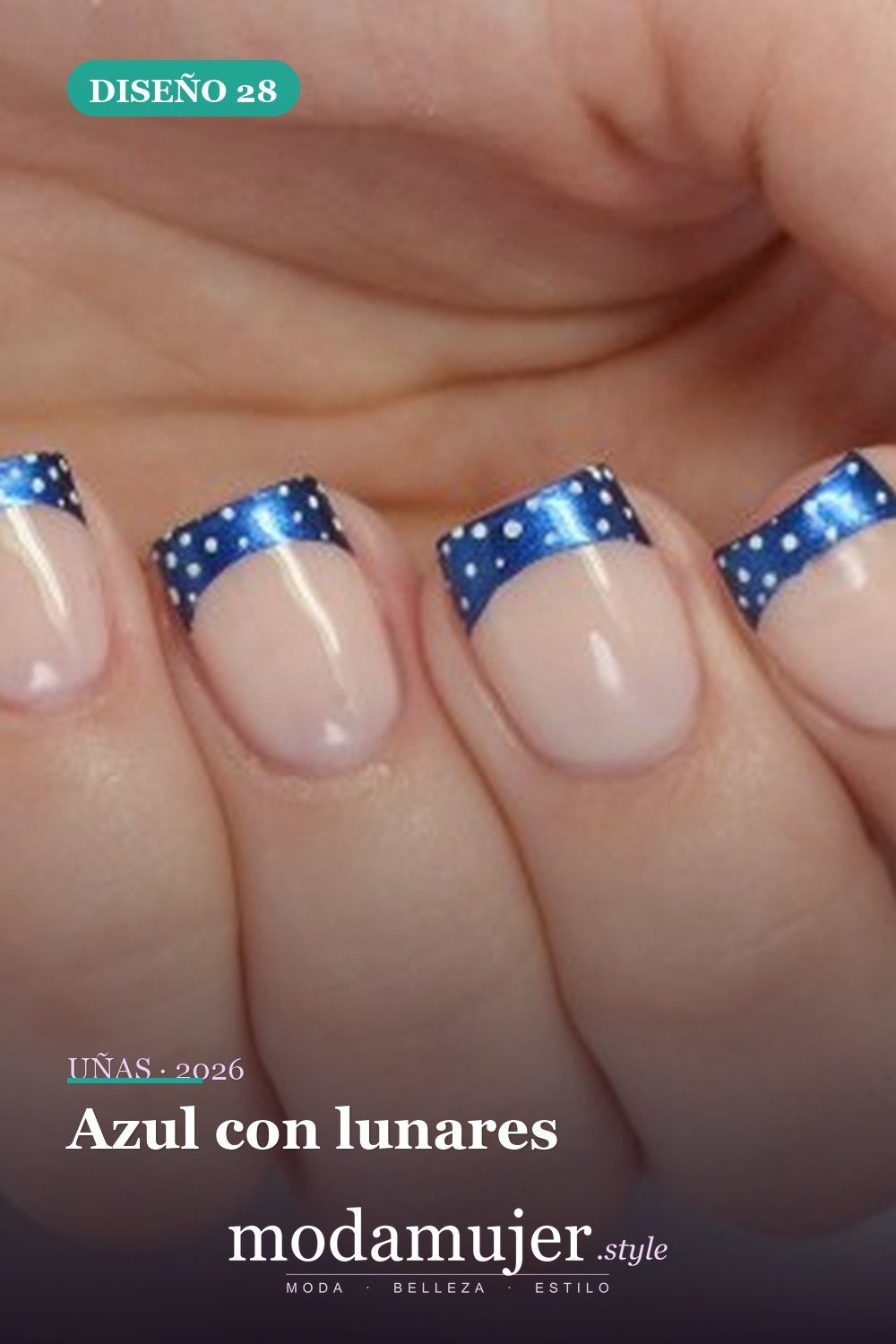 Azul con lunares — Más de 90 ideas glamorosas de uñas de punta francesa: ¡todo sobre el rosa!