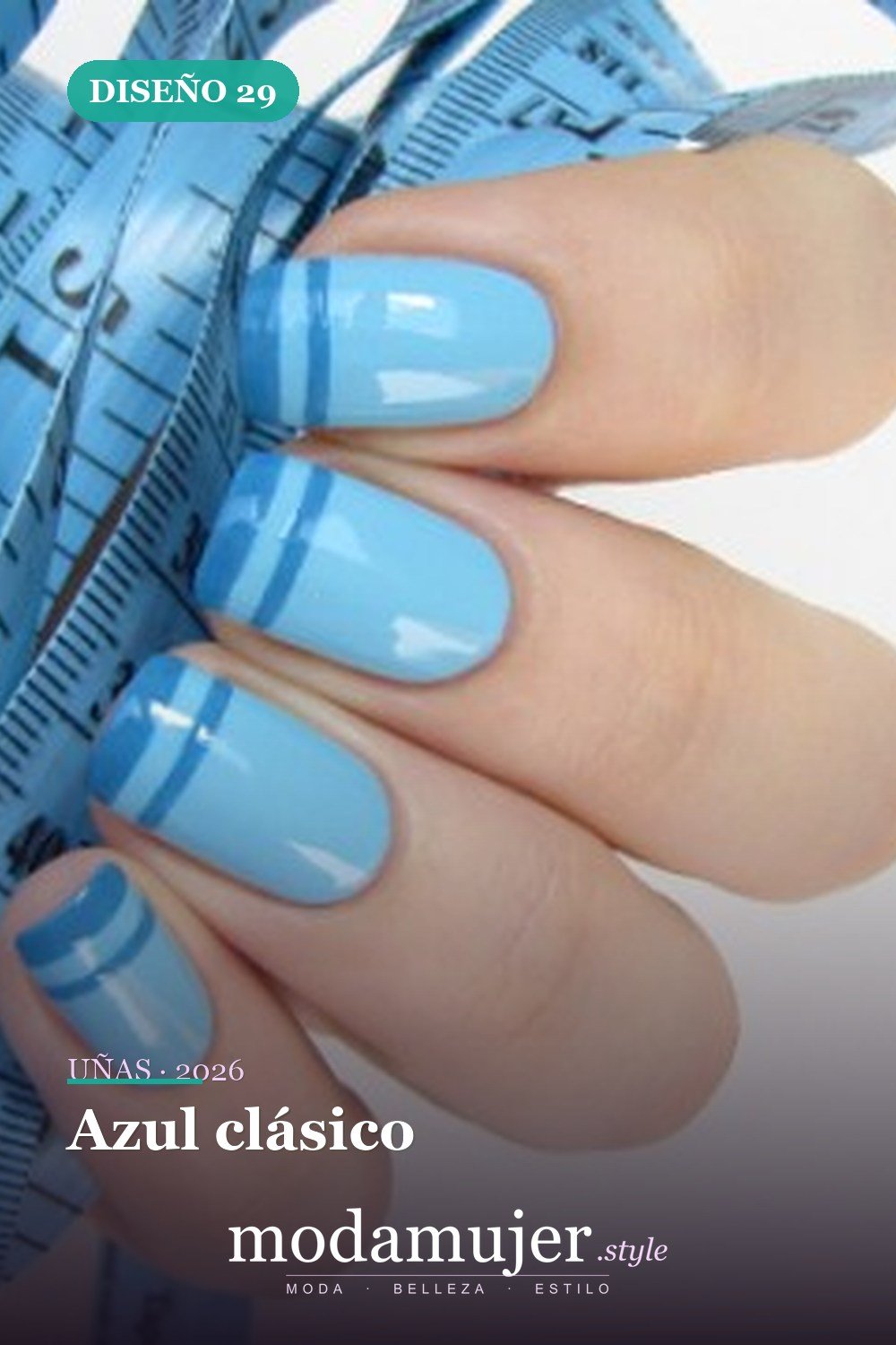 Azul clásico — Más de 90 ideas glamorosas de uñas de punta francesa: ¡todo sobre el rosa!