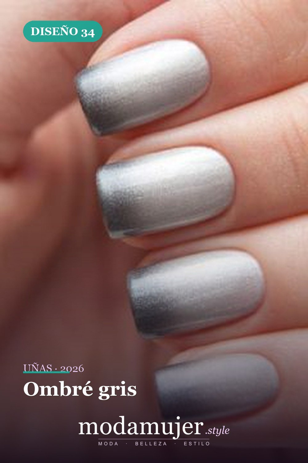 Ombré gris — Más de 90 ideas glamorosas de uñas de punta francesa: ¡todo sobre el rosa!