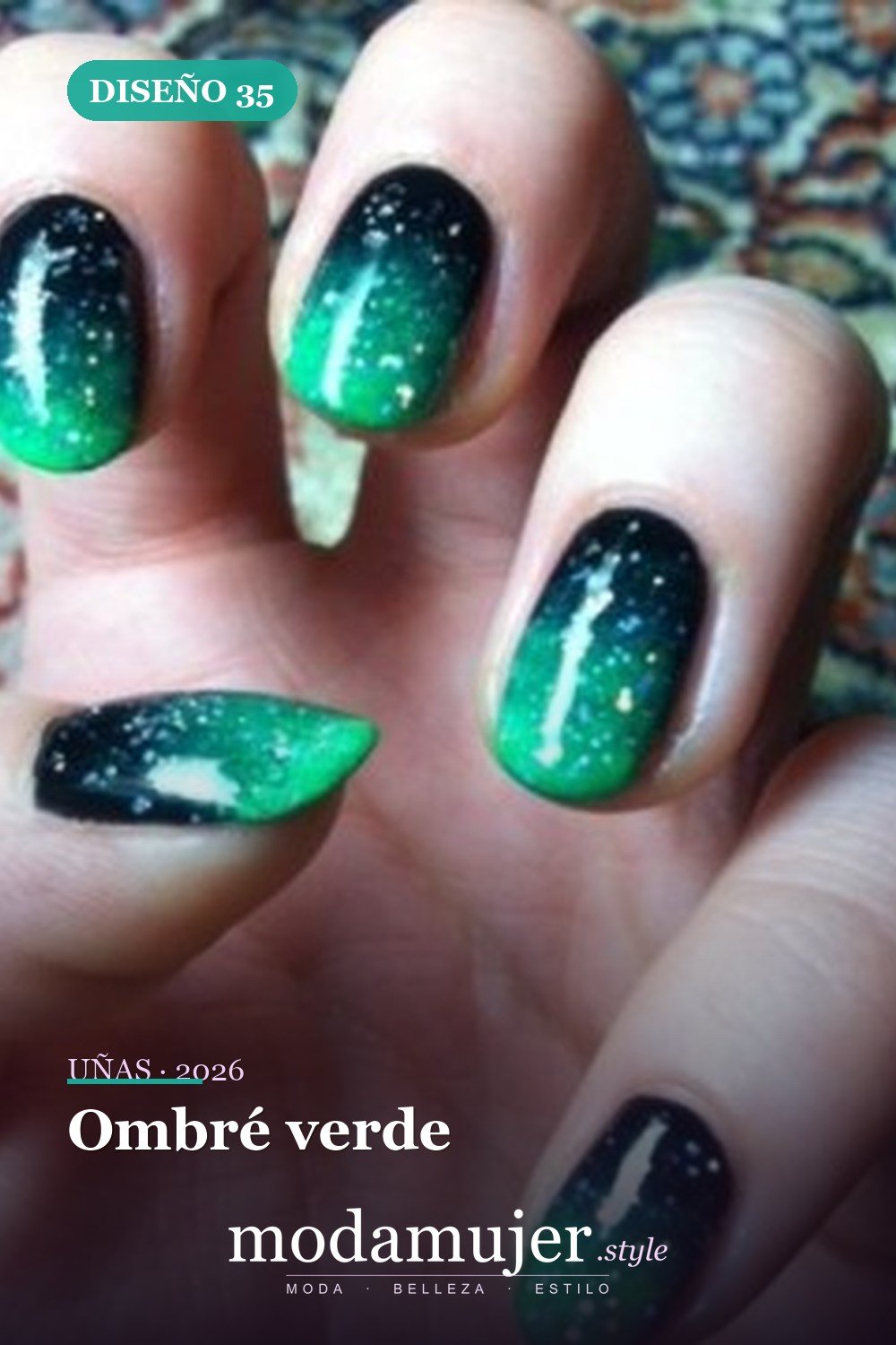 Ombré verde — Más de 90 ideas glamorosas de uñas de punta francesa: ¡todo sobre el rosa!
