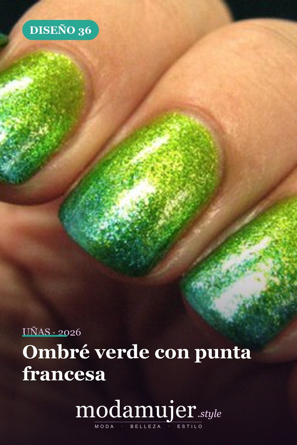 Ombré verde con punta francesa — Más de 90 ideas glamorosas de uñas de punta francesa: ¡todo sobre el rosa!