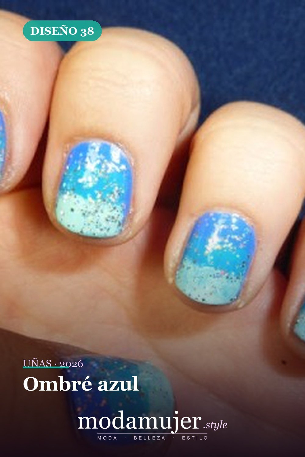 Ombré azul — Más de 90 ideas glamorosas de uñas de punta francesa: ¡todo sobre el rosa!