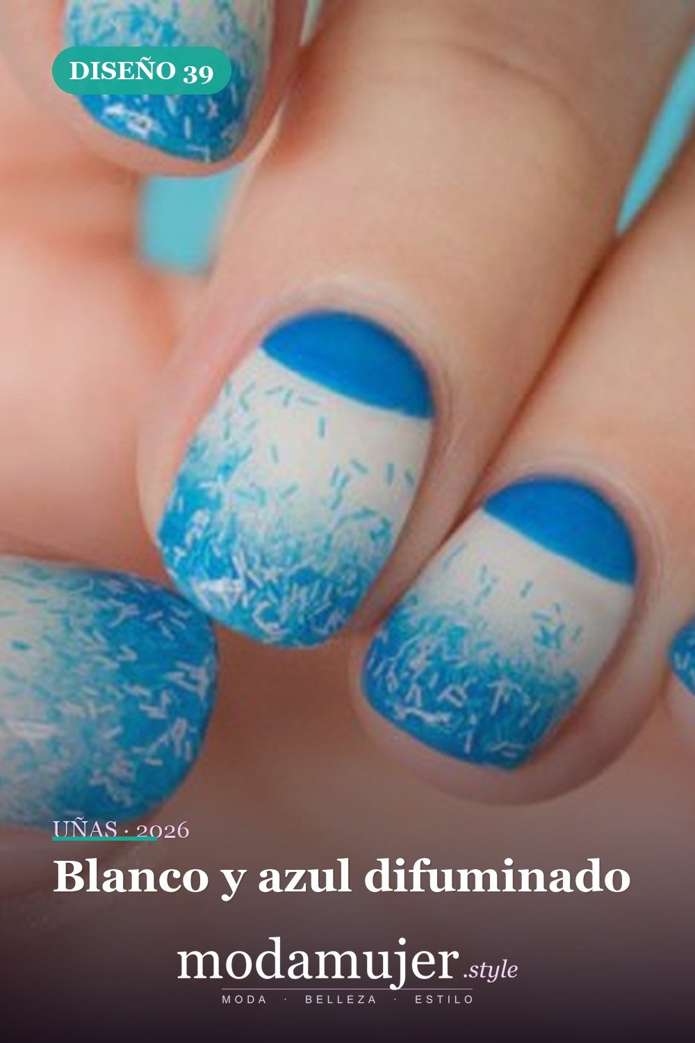 Blanco y azul difuminado — Más de 90 ideas glamorosas de uñas de punta francesa: ¡todo sobre el rosa!