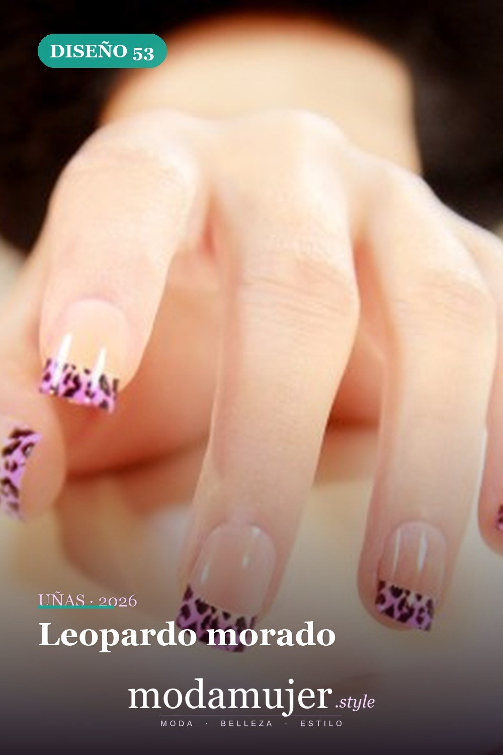 Leopardo morado — Más de 90 ideas glamorosas de uñas de punta francesa: ¡todo sobre el rosa!