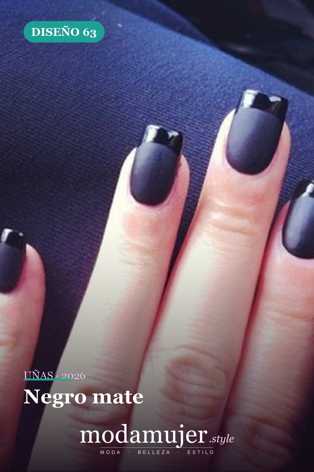 Negro mate — Más de 90 ideas glamorosas de uñas de punta francesa: ¡todo sobre el rosa!