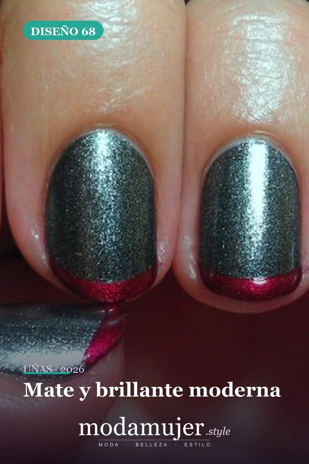Mate y brillante moderna — Más de 90 ideas glamorosas de uñas de punta francesa: ¡todo sobre el rosa!