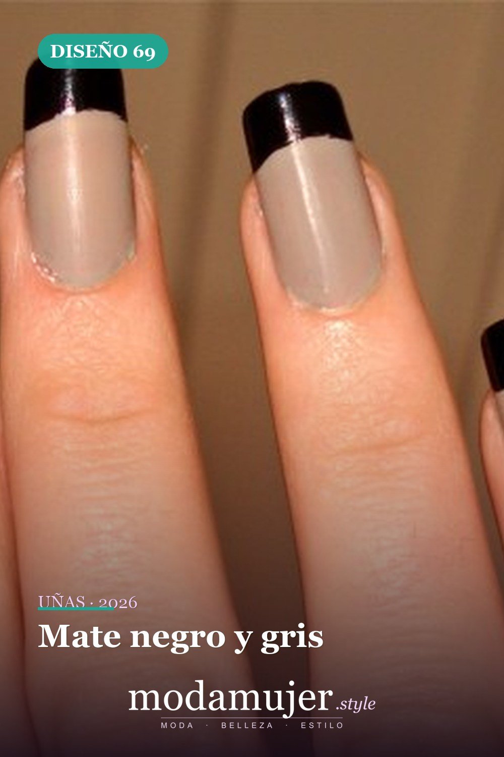 Mate negro y gris — Más de 90 ideas glamorosas de uñas de punta francesa: ¡todo sobre el rosa!