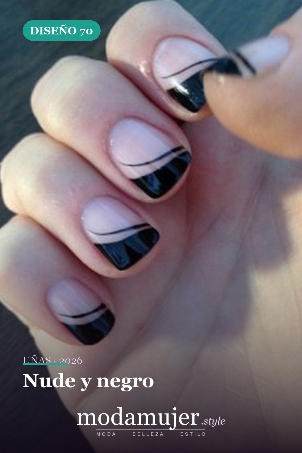 Nude y negro — Más de 90 ideas glamorosas de uñas de punta francesa: ¡todo sobre el rosa!
