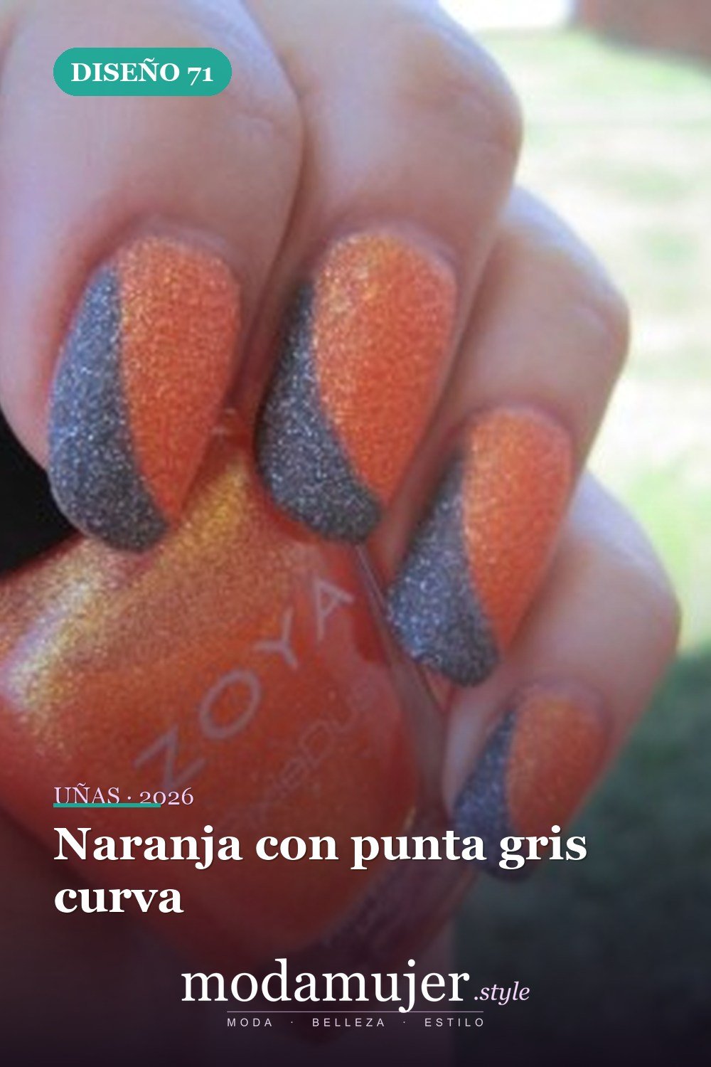Naranja con punta gris curva — Más de 90 ideas glamorosas de uñas de punta francesa: ¡todo sobre el rosa!