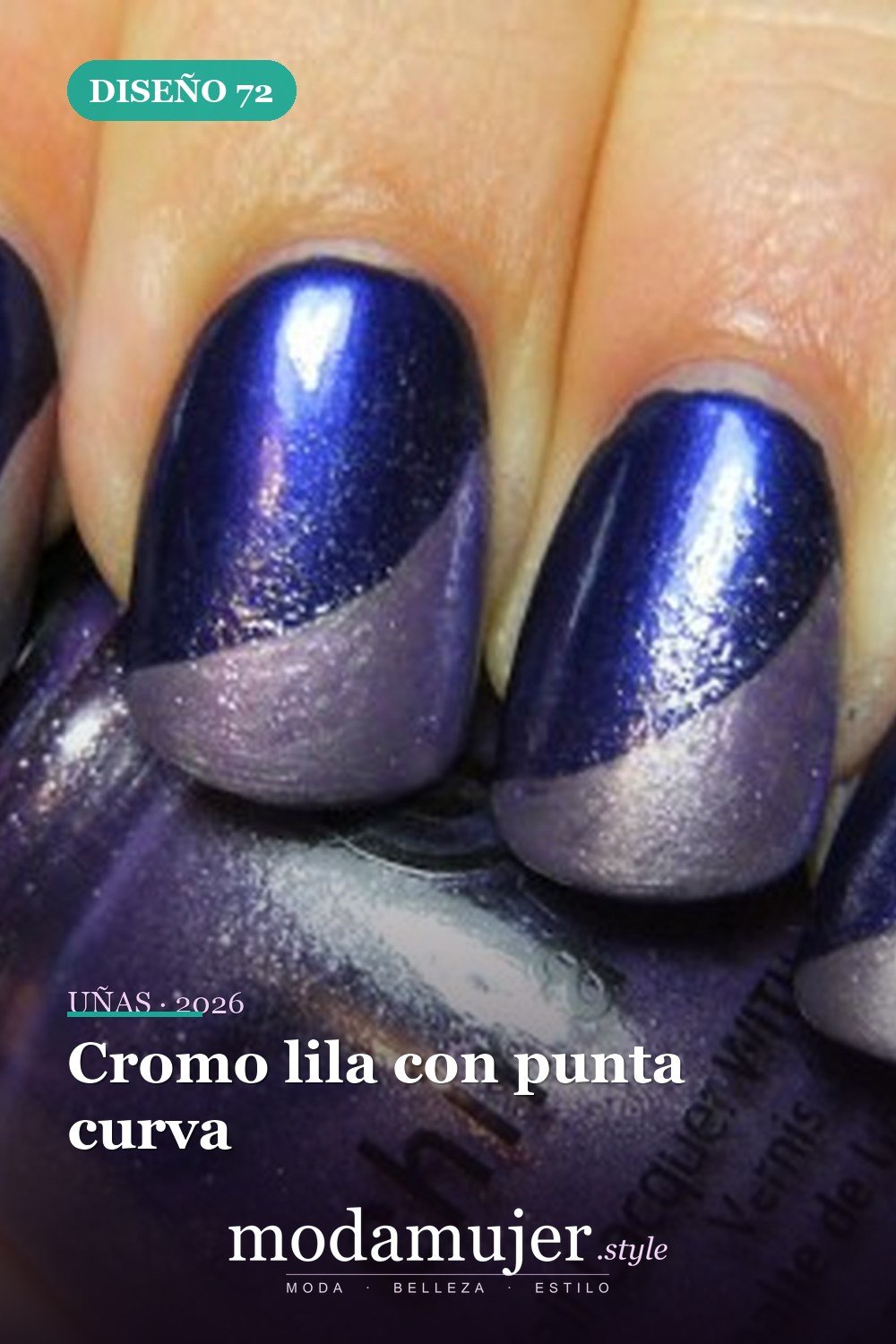 Cromo lila con punta curva — Más de 90 ideas glamorosas de uñas de punta francesa: ¡todo sobre el rosa!
