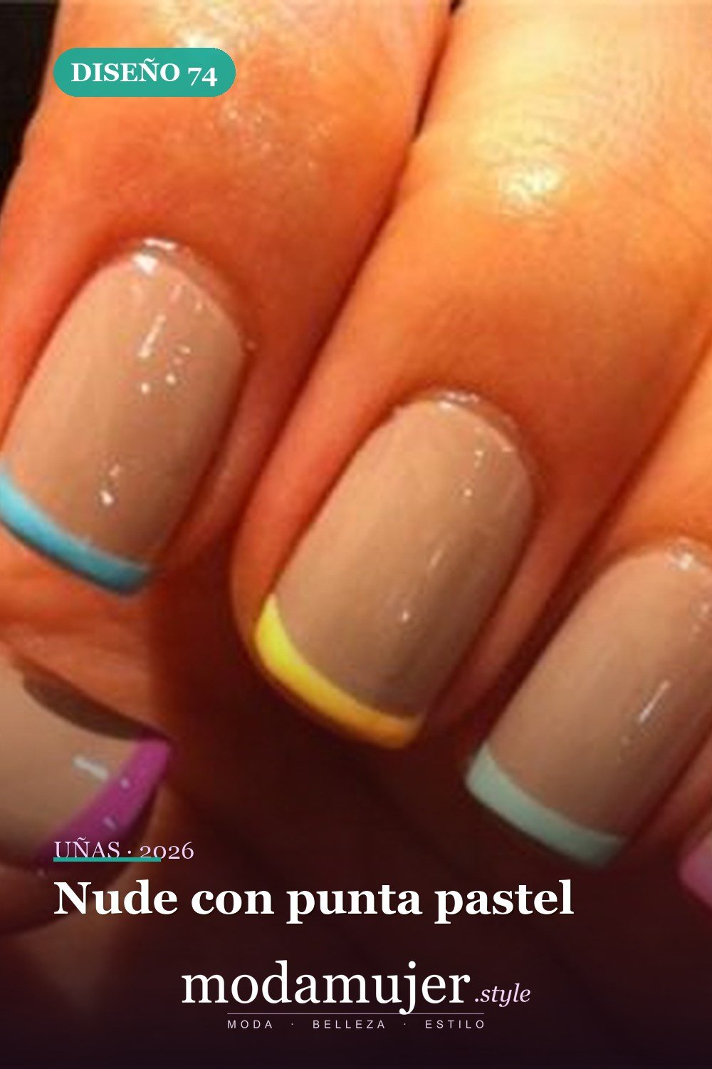 Nude con punta pastel — Más de 90 ideas glamorosas de uñas de punta francesa: ¡todo sobre el rosa!