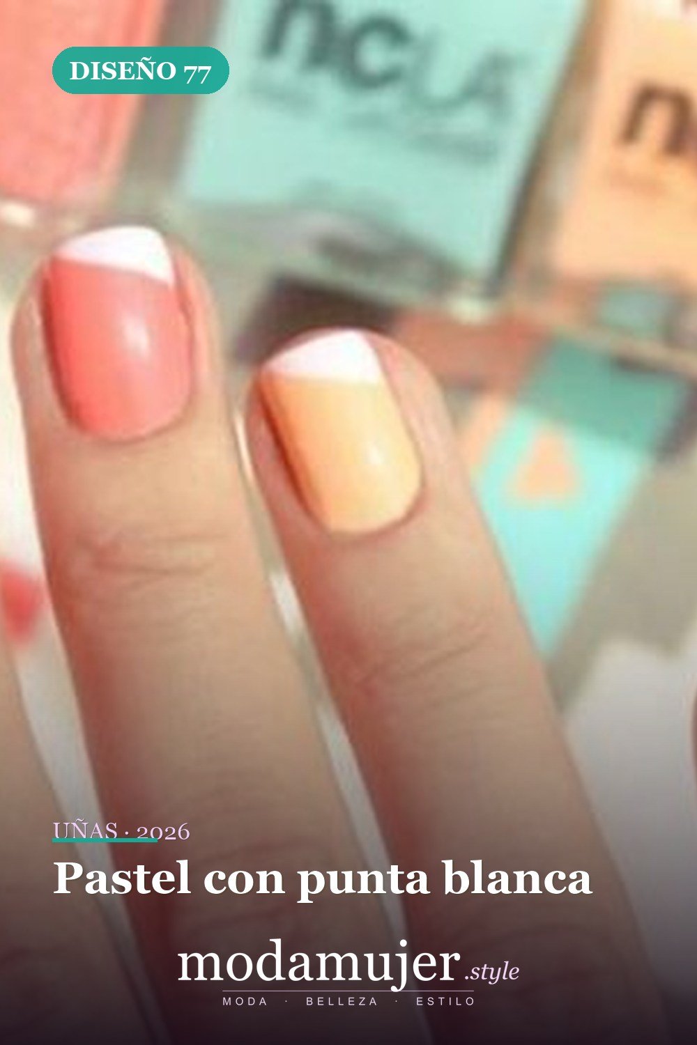 Pastel con punta blanca — Más de 90 ideas glamorosas de uñas de punta francesa: ¡todo sobre el rosa!