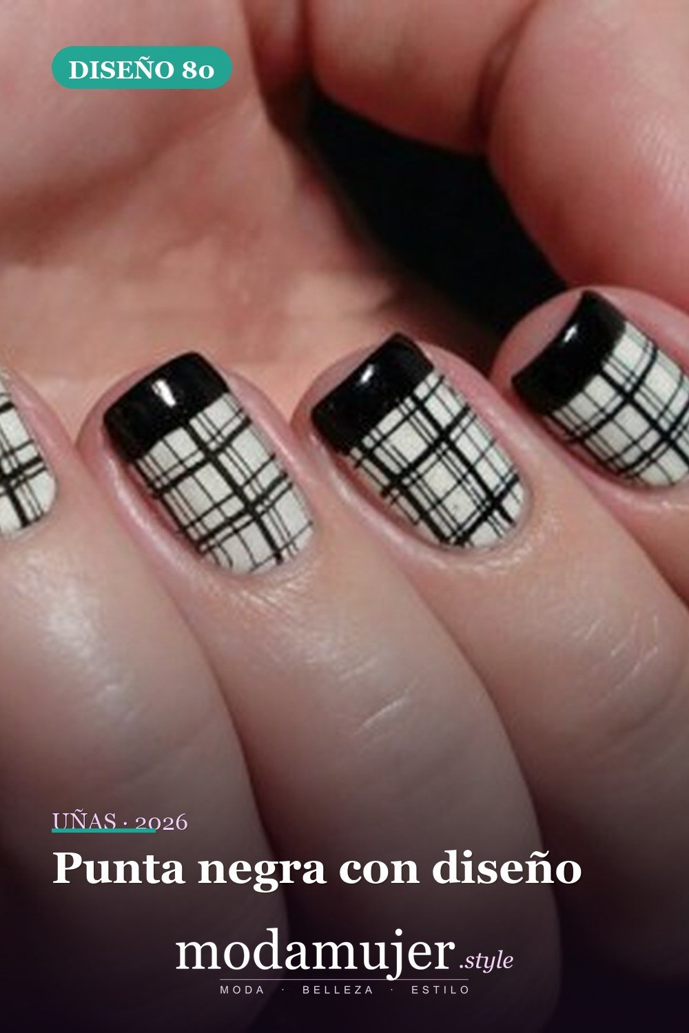 Punta negra con diseño — Más de 90 ideas glamorosas de uñas de punta francesa: ¡todo sobre el rosa!