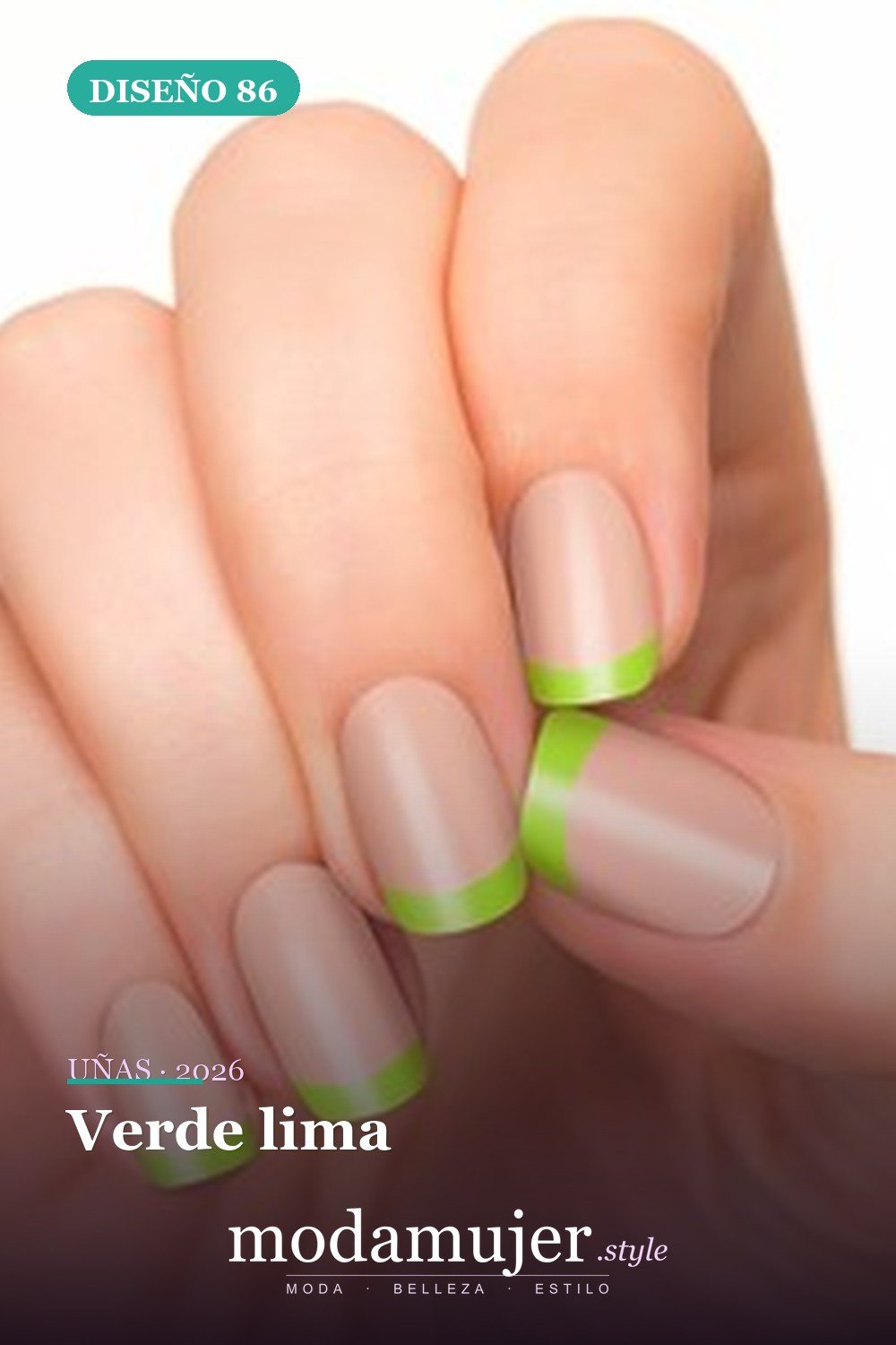Verde lima — Más de 90 ideas glamorosas de uñas de punta francesa: ¡todo sobre el rosa!