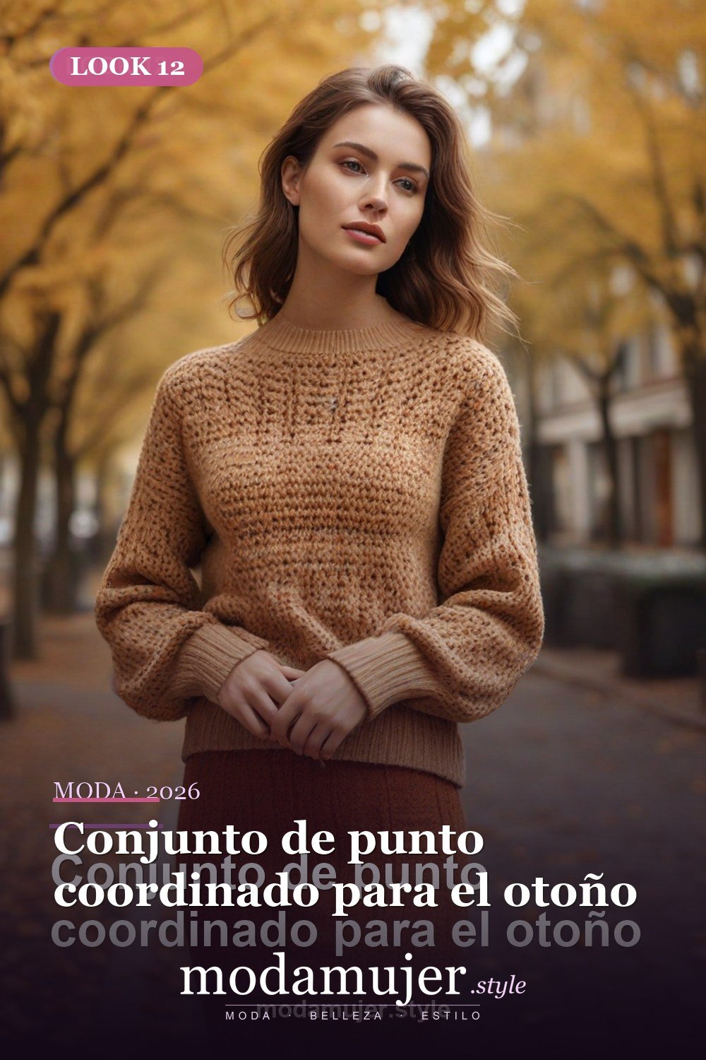 Conjunto de punto coordinado para el otoño — 30 outfits de moda para mujer en 2026: ideas para cada ocasión