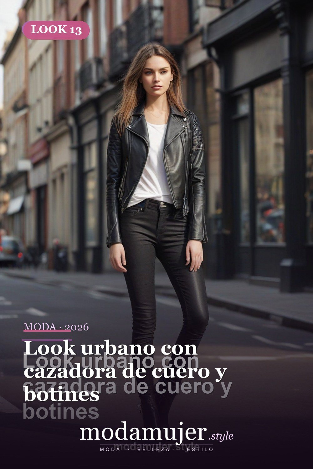Look urbano con cazadora de cuero y botines — 30 outfits de moda para mujer en 2026: ideas para cada ocasión