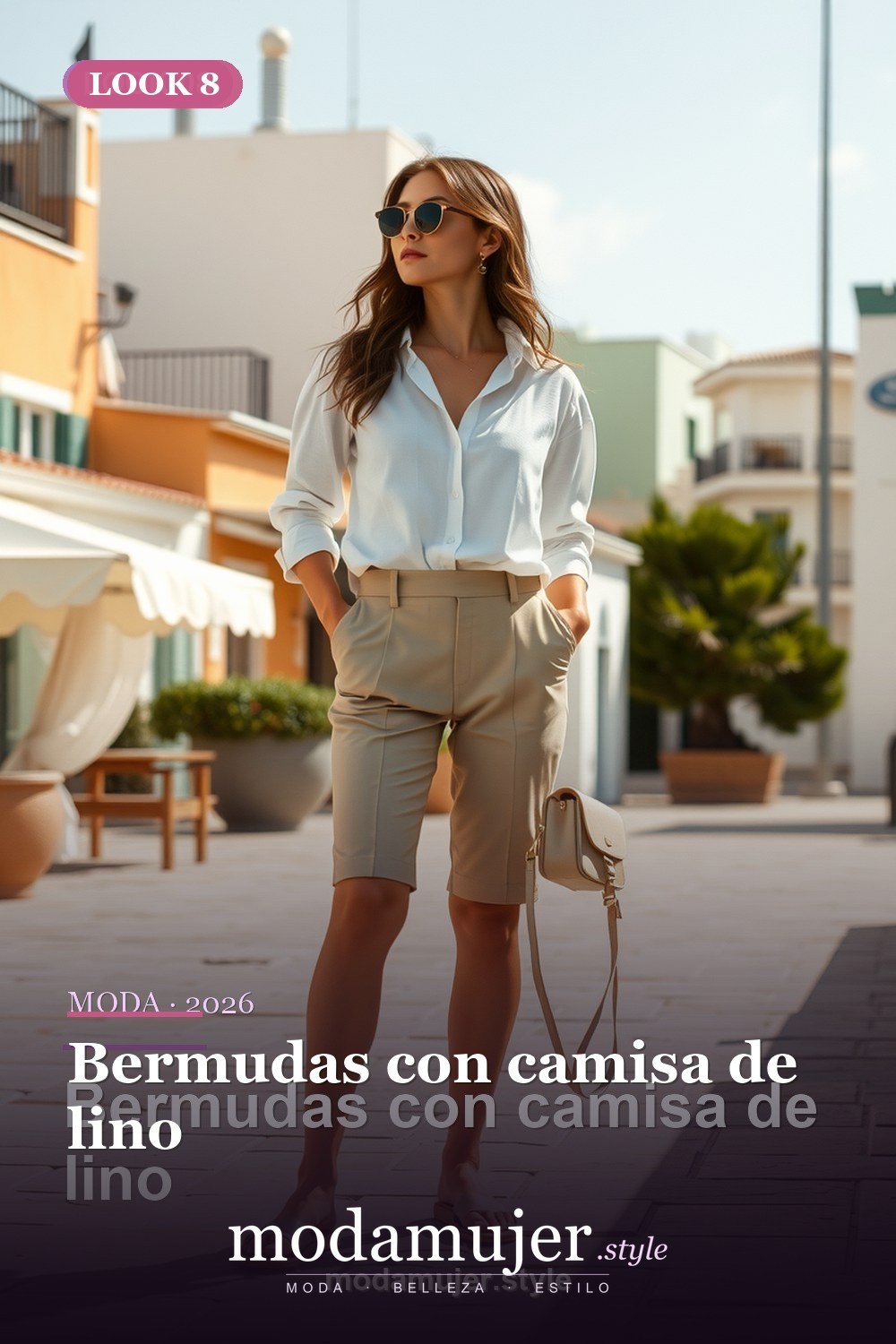 Bermudas con camisa de lino — 30 outfits casuales para mujer en 2026: ideas comodas y con estilo