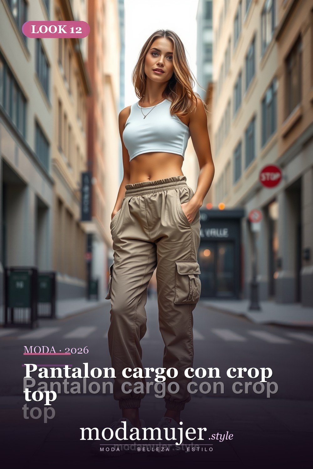 Pantalon cargo con crop top — 30 outfits casuales para mujer en 2026: ideas comodas y con estilo