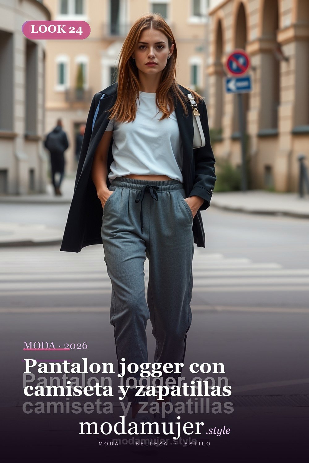 Pantalon jogger con camiseta y zapatillas — 30 outfits casuales para mujer en 2026: ideas comodas y con estilo