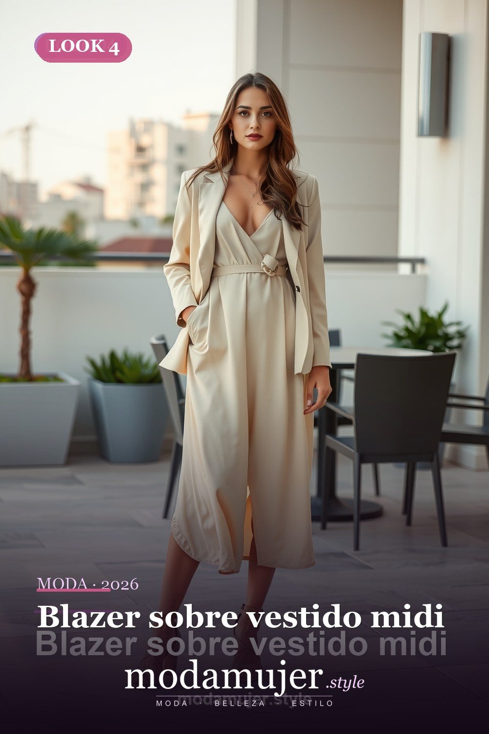 Blazer sobre vestido midi — 30 outfits con blazer para mujer en 2026: ideas con americana